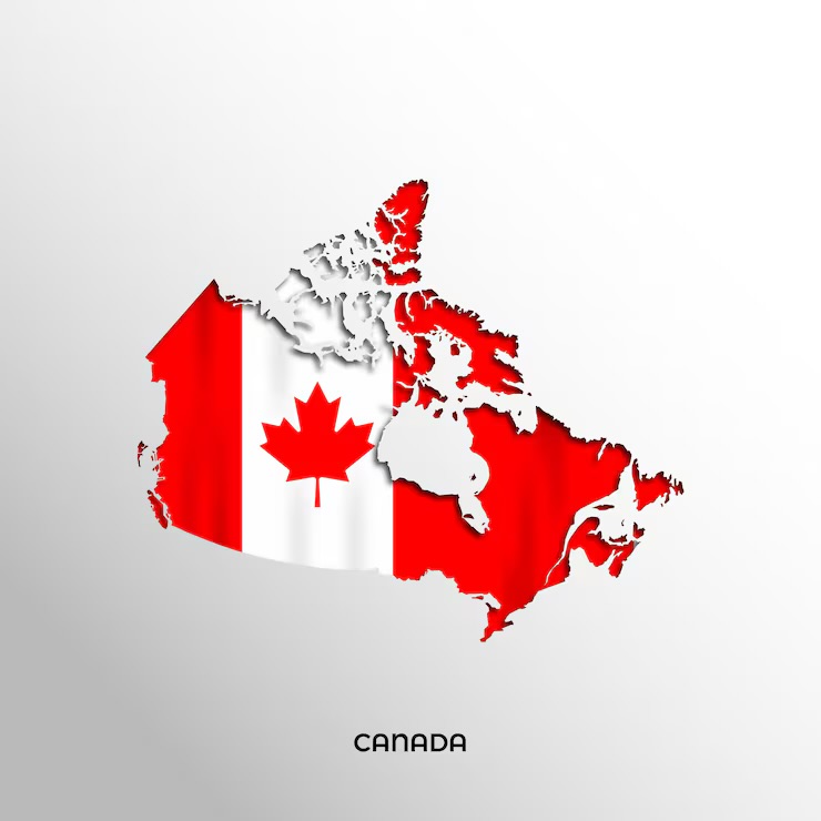 Canadian flag and map