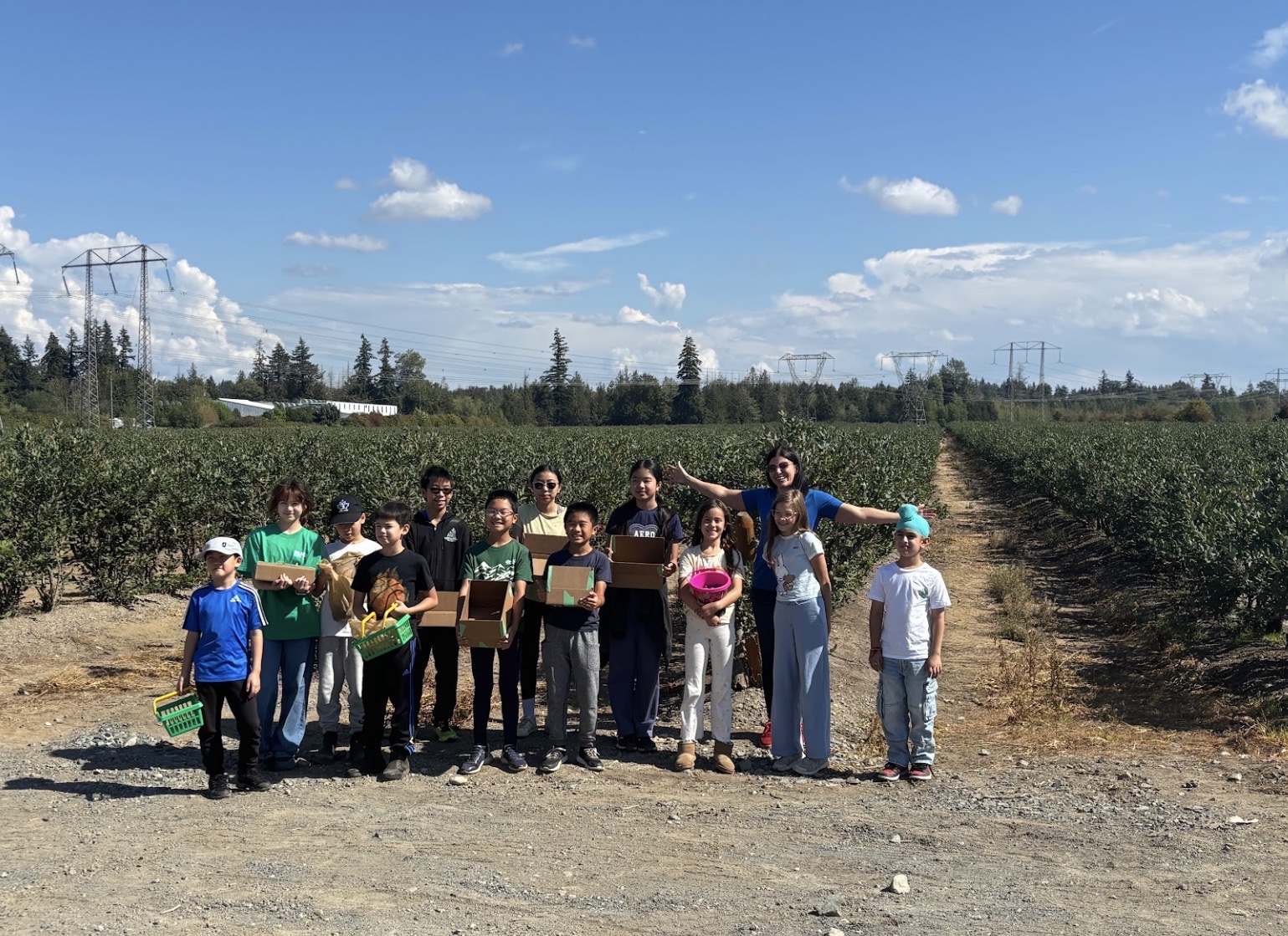 Project participants exploring agricultural technology in a greenhouse
